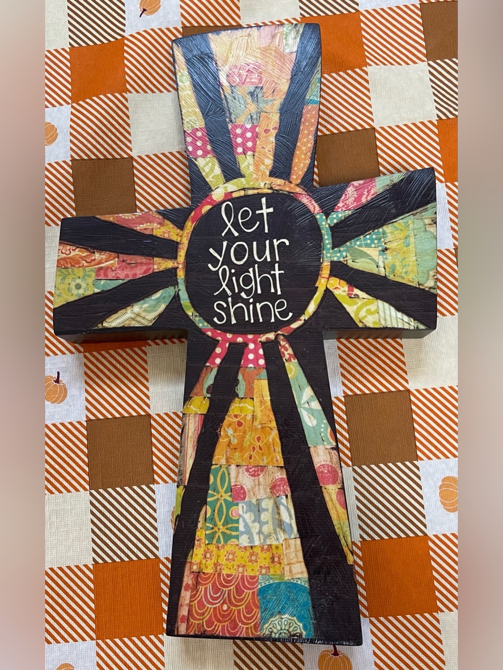 Colorful Devotions: Let Your Light Shine Multicolor Decorative Cross Wall Art